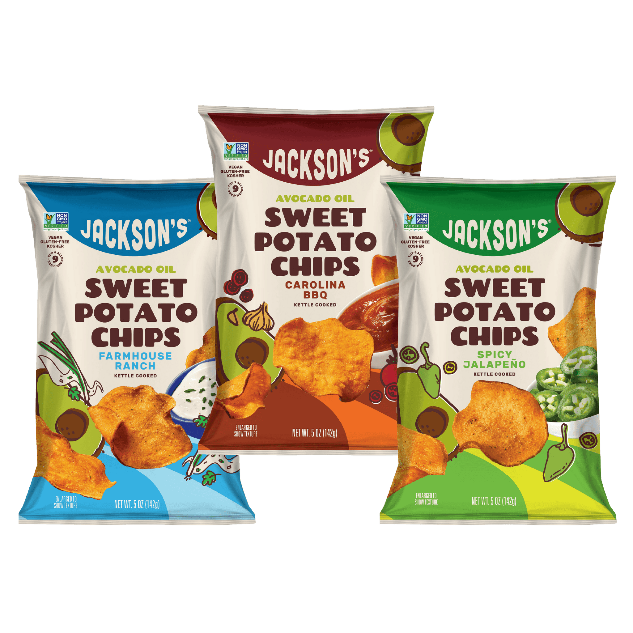 Jackson's Variety Pack Sweet Potato Chips in Avocado Oil 5oz (Pack