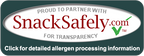 SnackSafely.com allergen transparency badge.