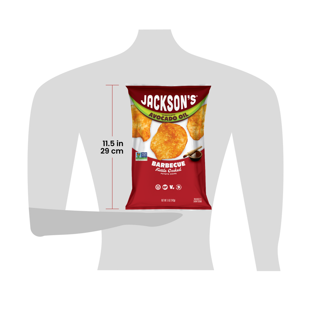 Size for scale of a 5oz bag of Jackson's 11.5in tall