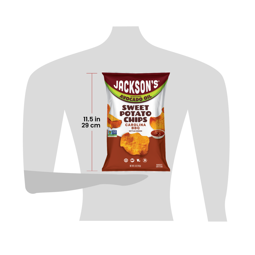 Size for scale of a 5oz bag of Jackson's 11.5in tall