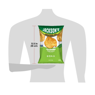 Size for scale of a 5oz bag of Jackson's 11.5in tall