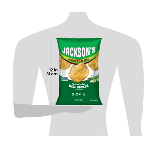 Size for scale of a 7oz bag of Jackson's 12in tall