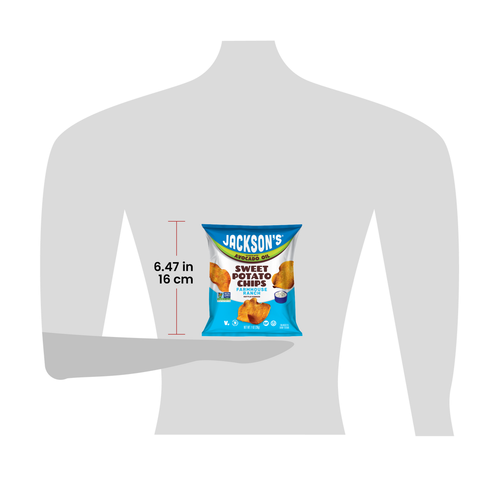 Size for scale of a 1oz bag of Jackson's 6.47in tall