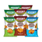 Six bags of Jackson's Sweet Potato Chips arranged in two rows on a plain white background. The front row includes a green Jalapeño bag, a brown Carolina BBQ bag, and a blue Farmhouse Ranch bag.