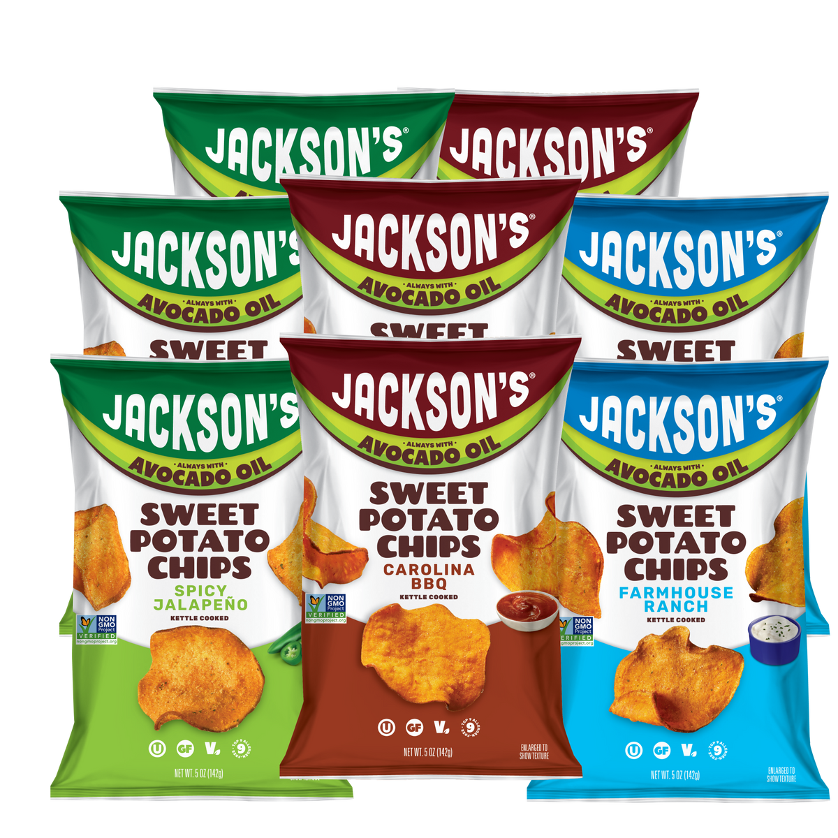 Jackson's Variety Pack Sweet Potato Chips in Avocado Oil 5oz (Pack