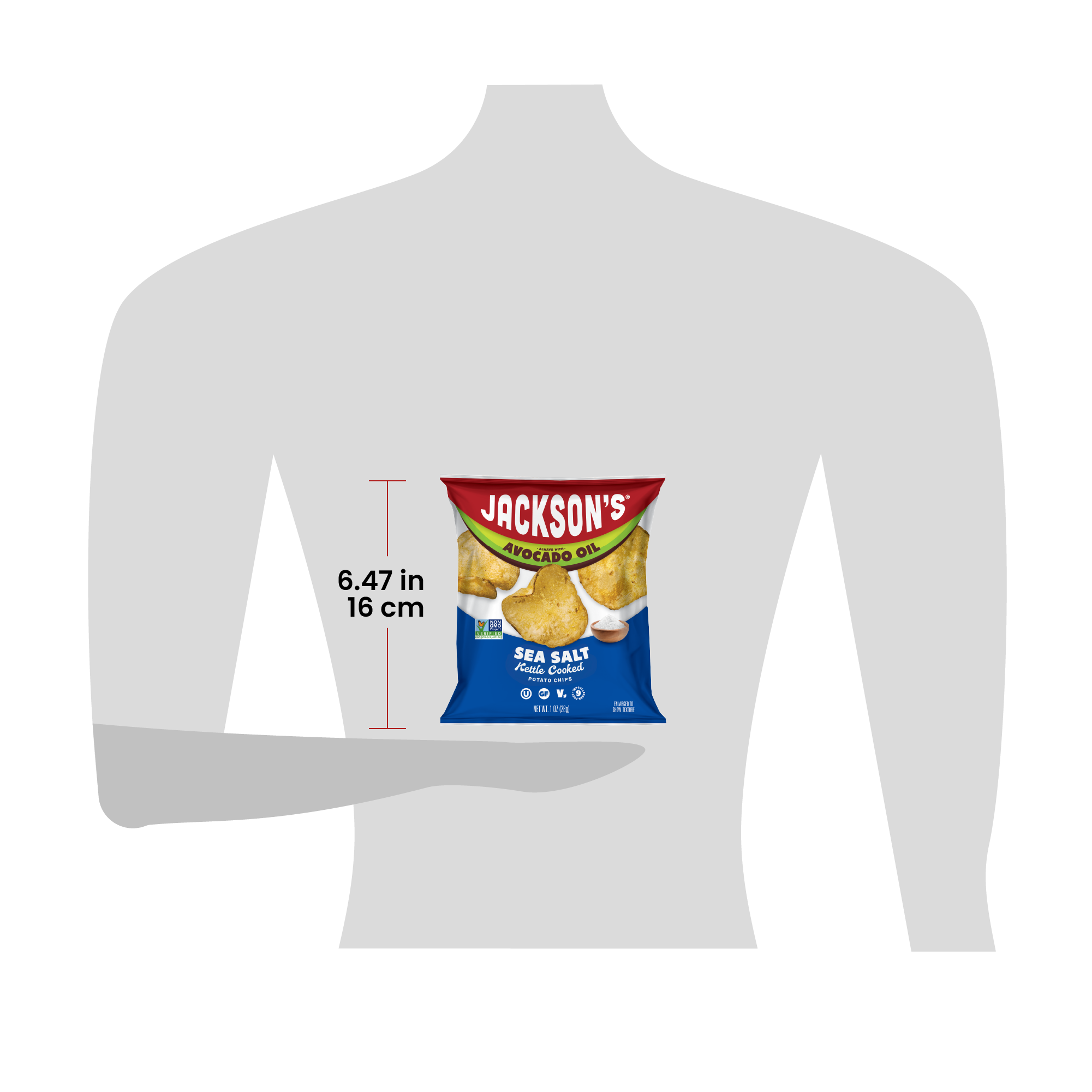 Jackson's 1oz bag for scale that is 6.47in tall.
