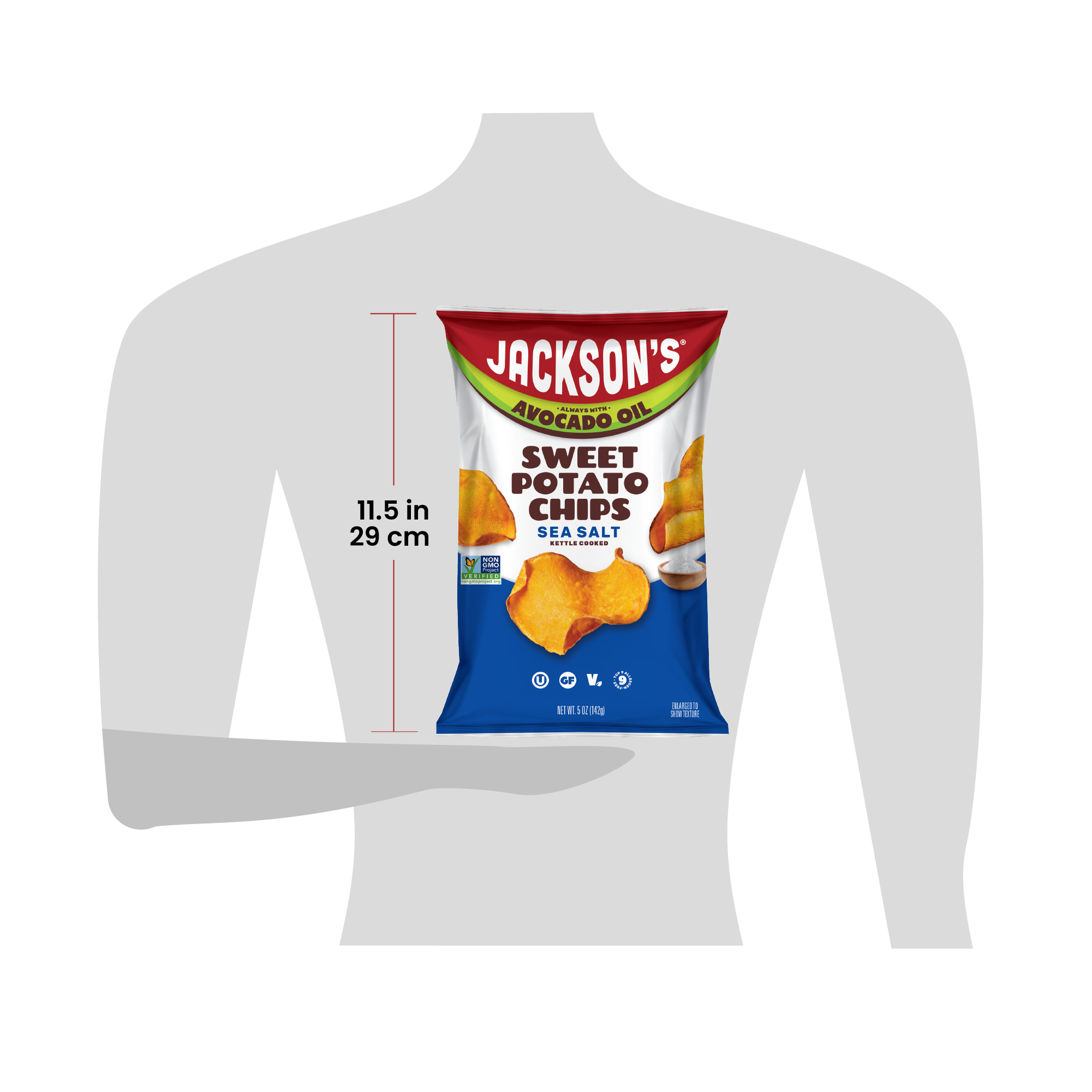 Bag of Jackson's 5oz for scale at 11.5 inches tall