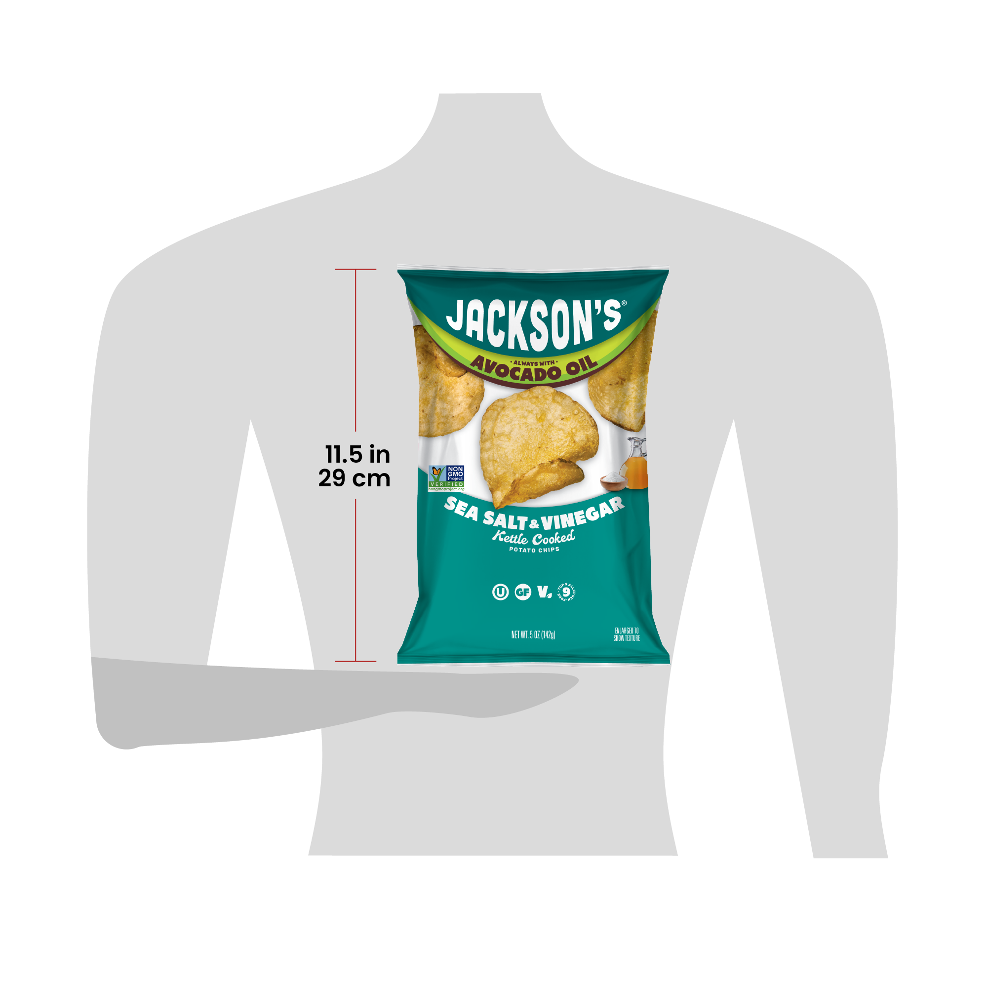 Bag of Jackson's 5oz for scale at 11.5 inches tall