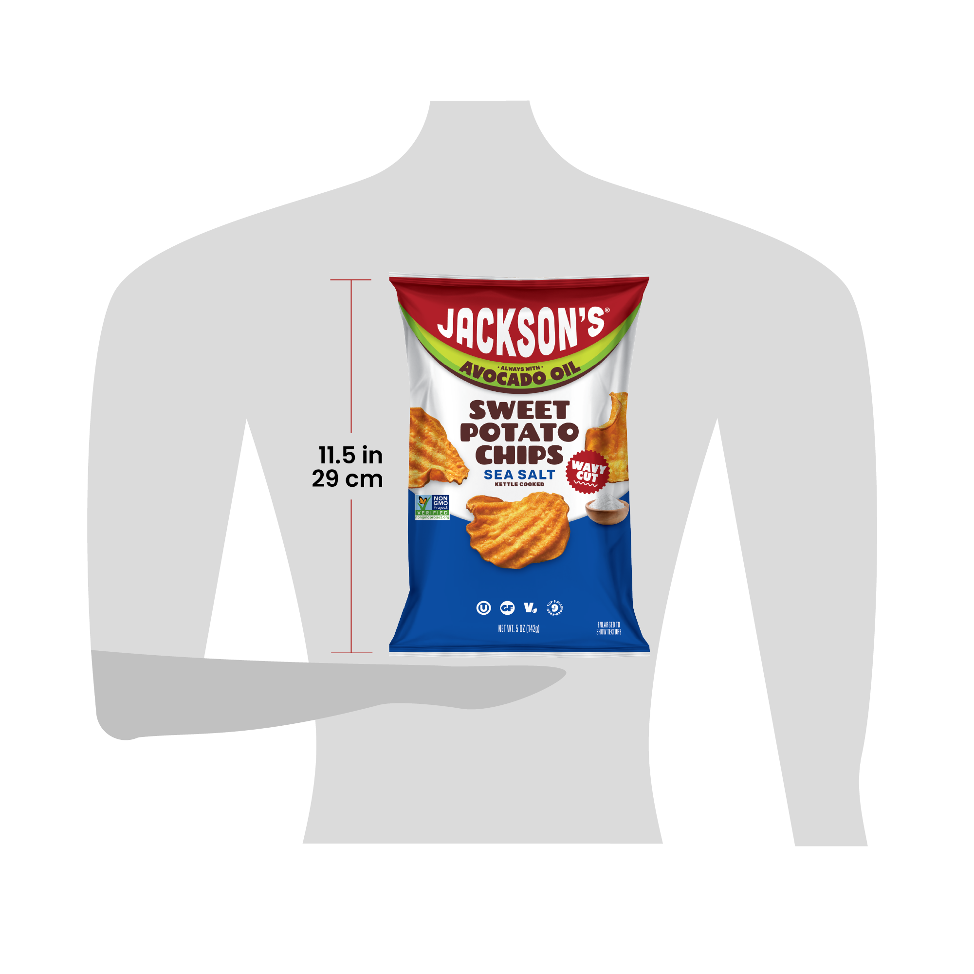 Bag of Jackson's 5oz for scale at 11.5 inches tall