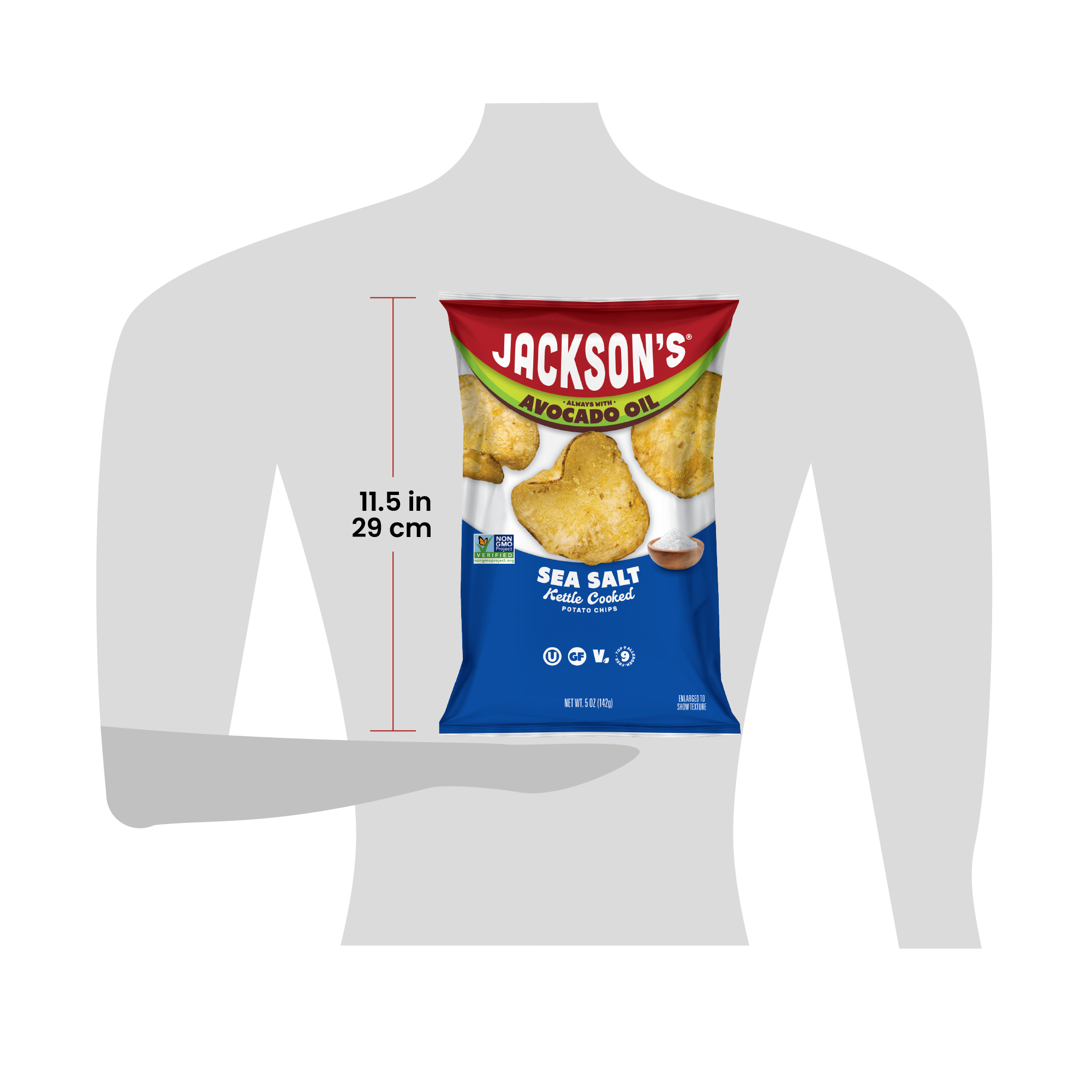 Bag of Jackson's 5oz for scale at 11.5 inches tall
