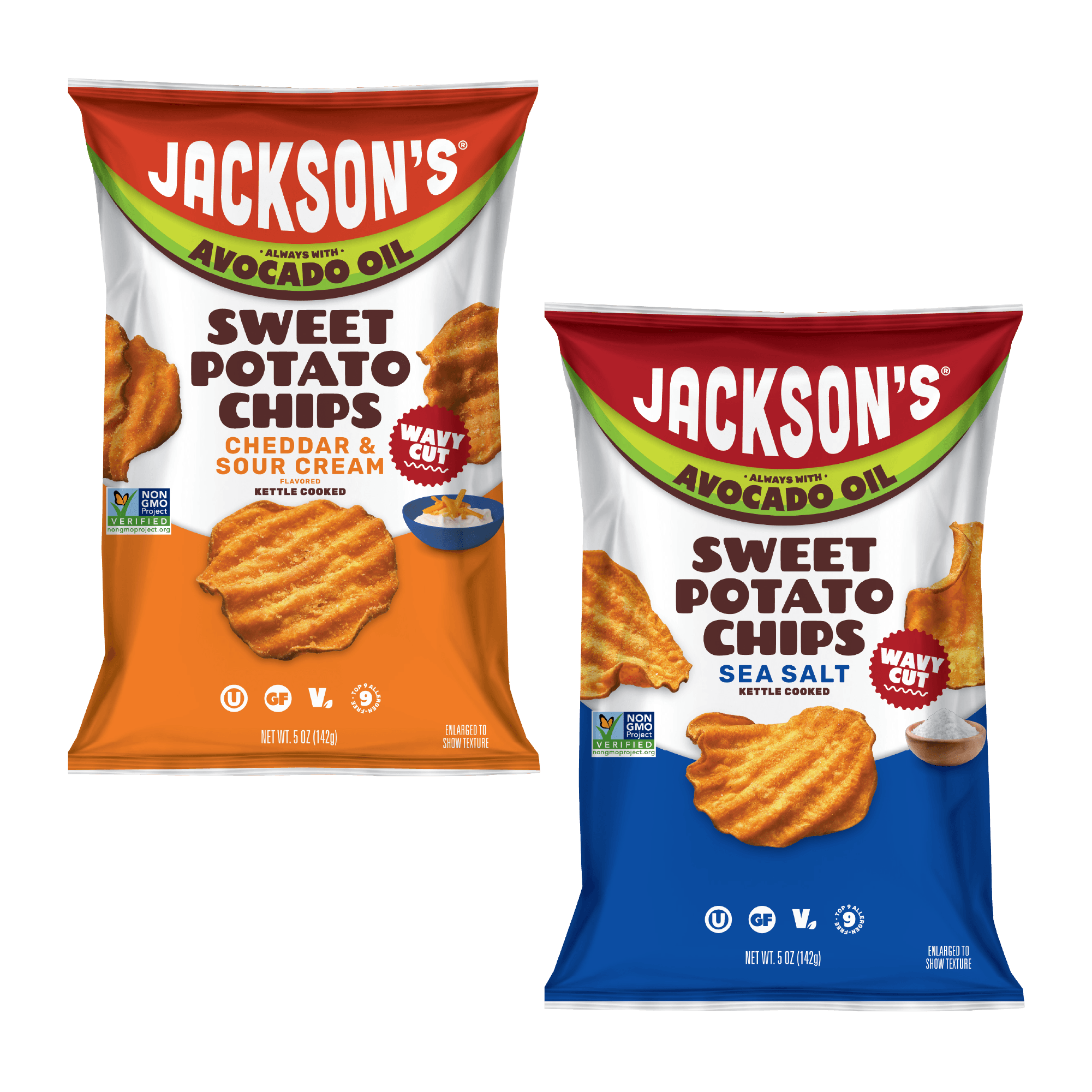 Jackson's Wavy Variety Pack Sweet Potato Chips in Avocado Oil 5oz Bags