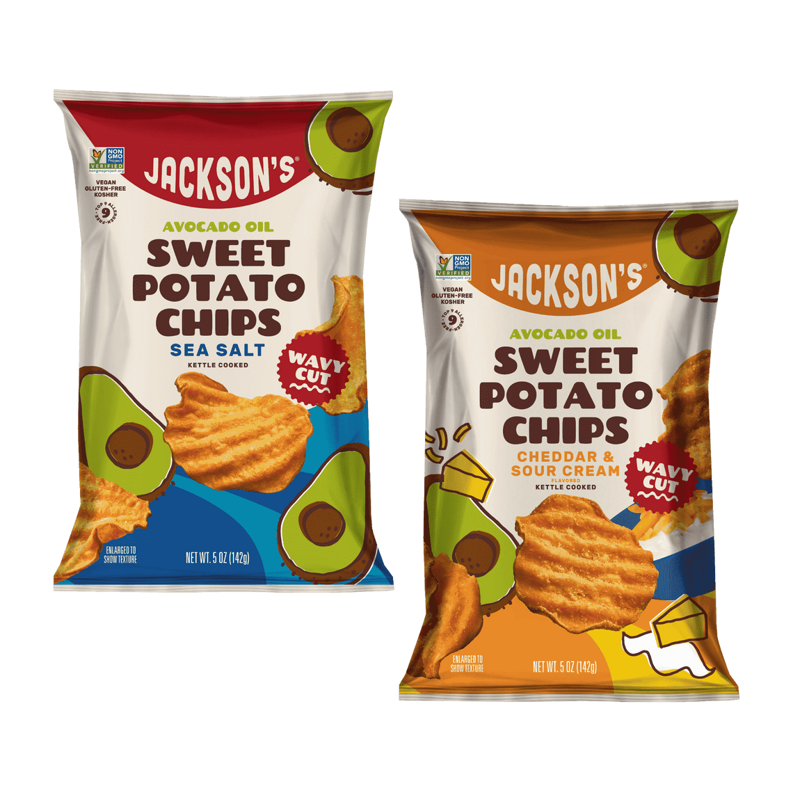 Jackson's Wavy Variety Pack Sweet Potato Chips in Avocado Oil 5oz Bags