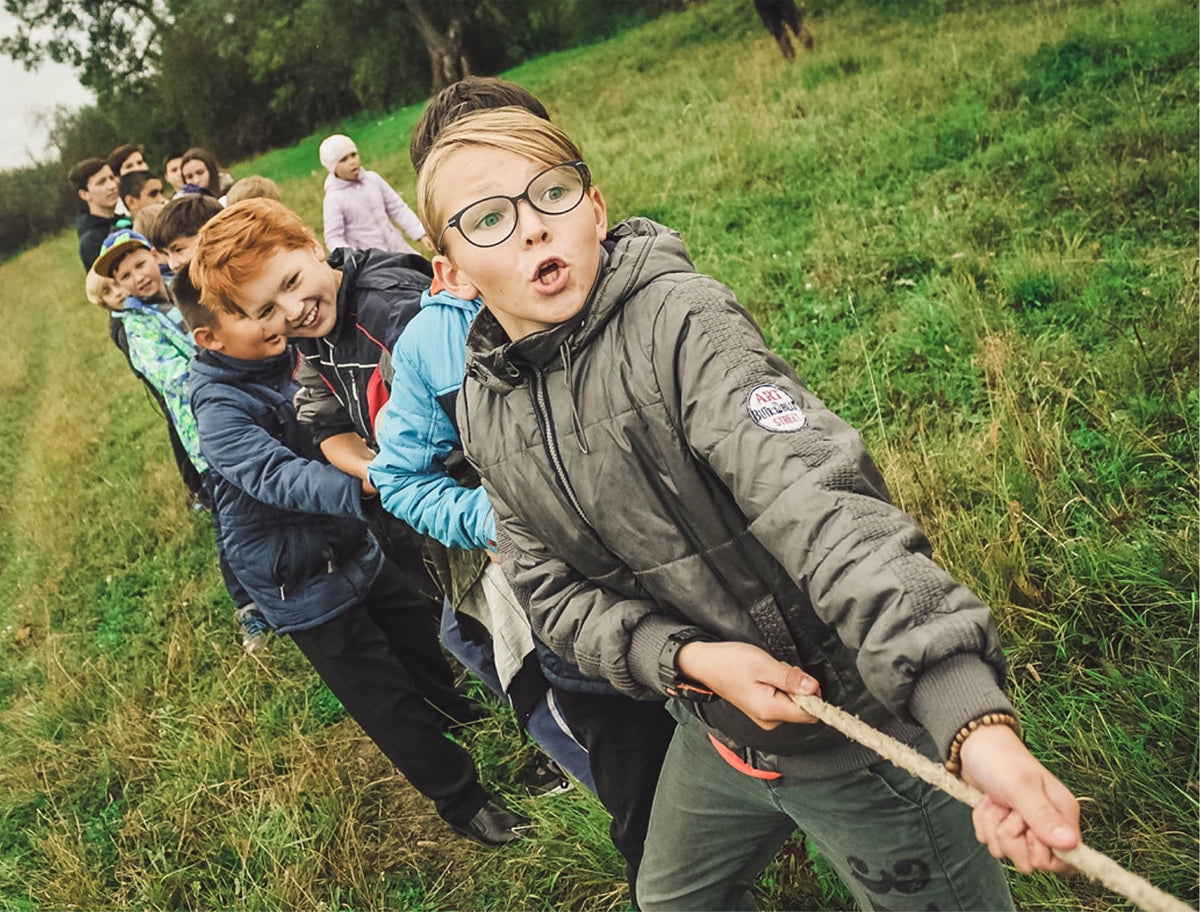 Kids playing tug of war