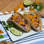 Jackson's sweet potato chips in spicy jalapeno. Glute-free, vegan, paleo friendly potato chips used as a crunch topper.